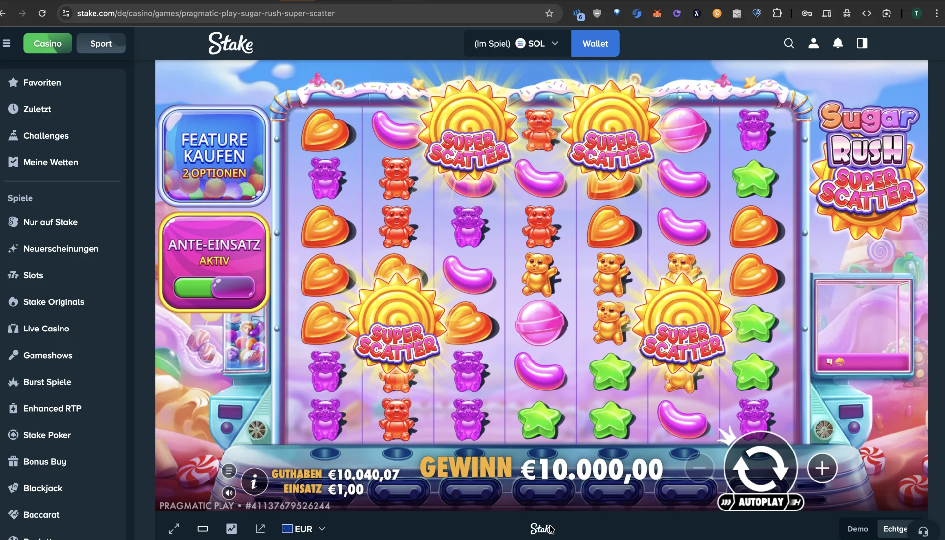 Sugar Rush Super Scatter win screenshot
