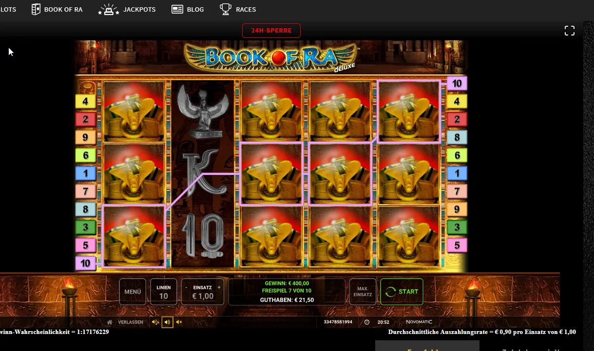 Book of Ra Deluxe win screenshot