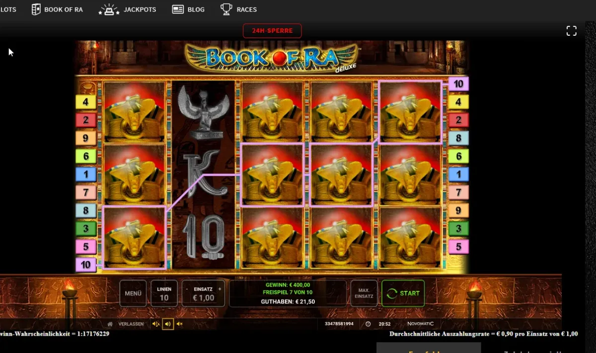 Book of Ra Deluxe win screenshot