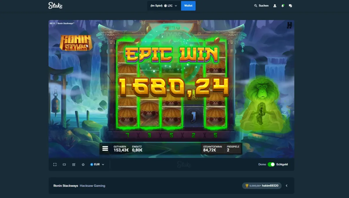 Ronin Stackways win screenshot