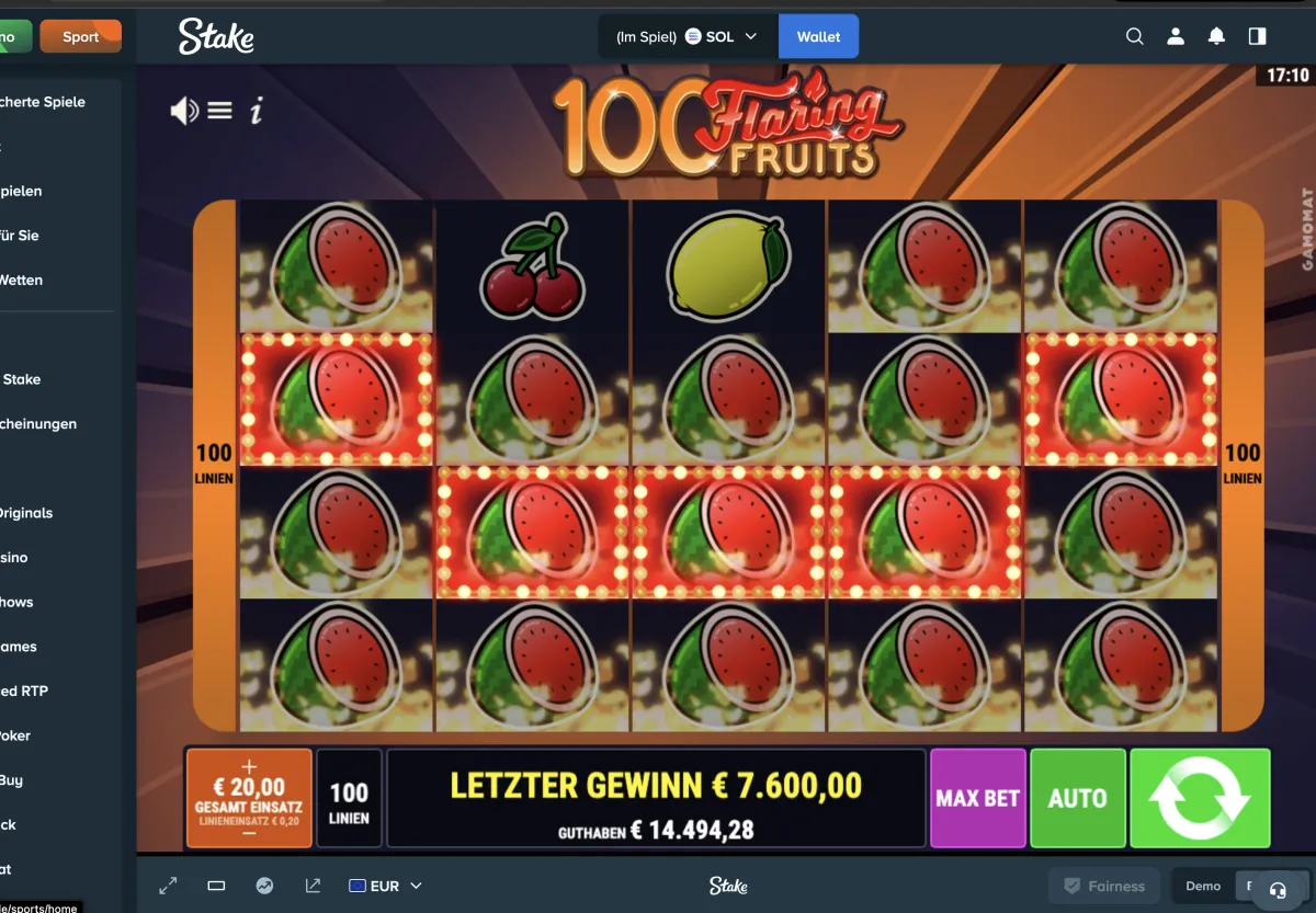 100 Flaring Fruits win screenshot